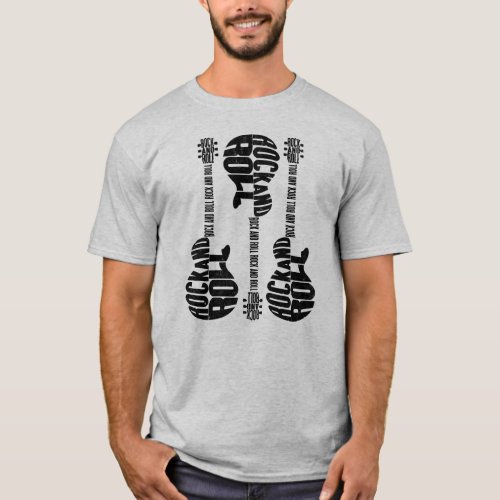 Rock and Roll Text Design T_Shirt