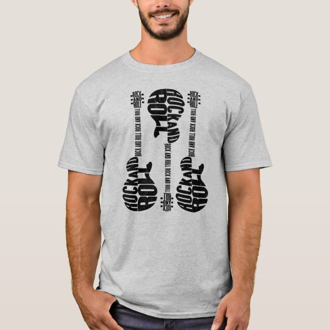 Rock and Roll Text Design T-Shirt (Front)