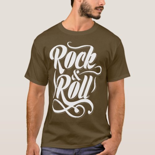 Rock and roll text vintage typography T_Shirt