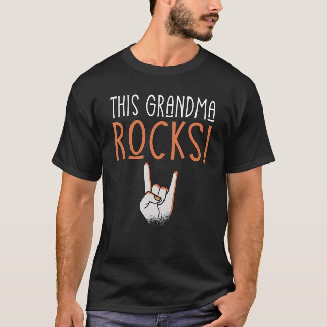 Rock and Roll This Grandma Rocks Rocker Granny T-Shirt (Front)