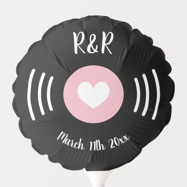 Rock and roll vinyl music record wedding balloons (Front)