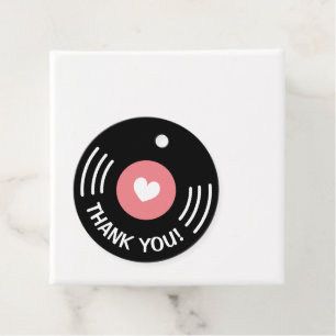 Rock and roll vinyl music record wedding favor tags