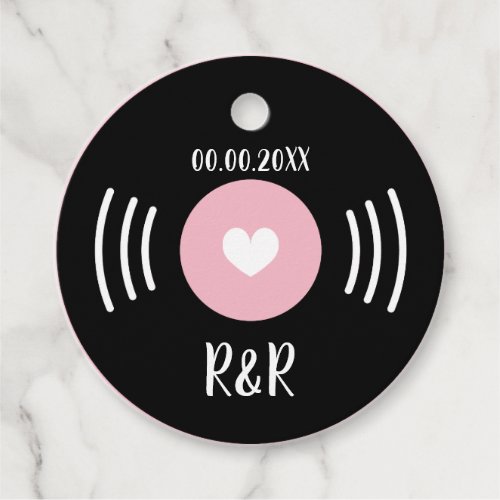 Rock and roll vinyl record wedding favor gift tags