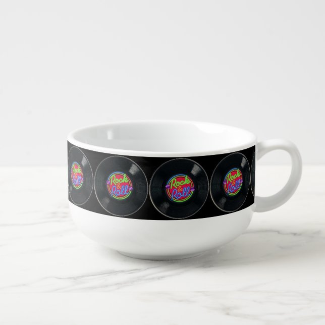 Rock And Roll Vinyl Soup Mug (Left)