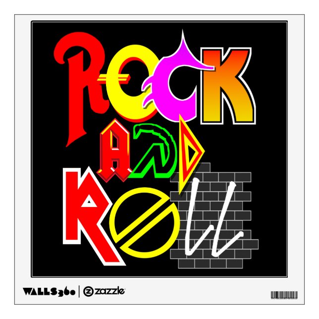 Rock and Roll Wall Decal Square (Front)