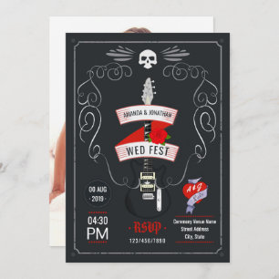 Rock and Roll Wedding chalkboard photo Invitation