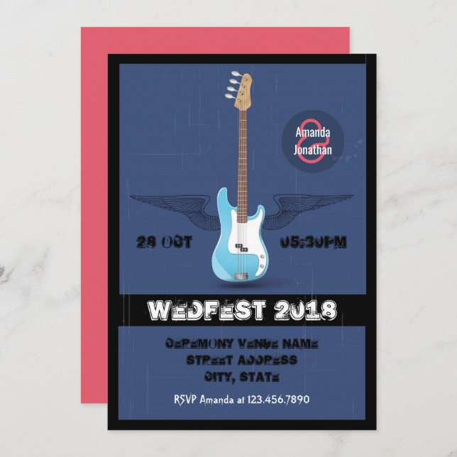 Rock and Roll Wedding customized invitation (Front/Back)