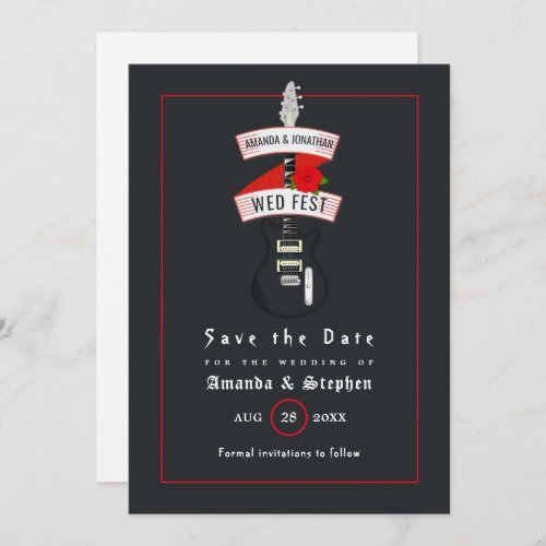 Rock and Roll Wedding Monogram Save The Date