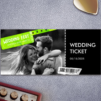 Rock and Roll Wedding Ticket Concert Boarding Pass