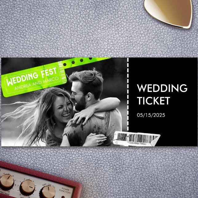 Rock and Roll Wedding Ticket Concert Boarding Pass (wedding ticket boarding pass music festival)