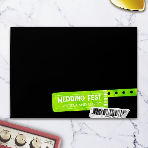 Rock and Roll Wedding Ticket Concert Boarding Pass Envelope