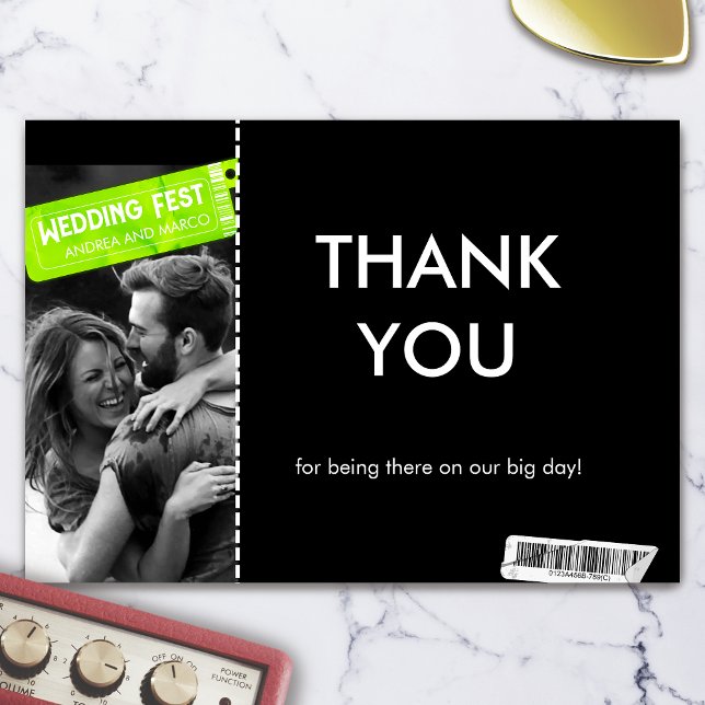 Rock and Roll Wedding Ticket Concert Boarding Pass Thank You Card (Rock and Roll Wedding Ticket Concert Boarding Pass Thank You Card)