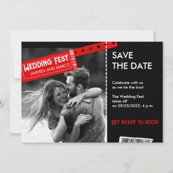 Rock And Roll Wedding Ticket Concert Save The Date by FireSparks at Zazzle