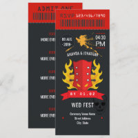 Rock and Roll Wedding ticket custom Invitation