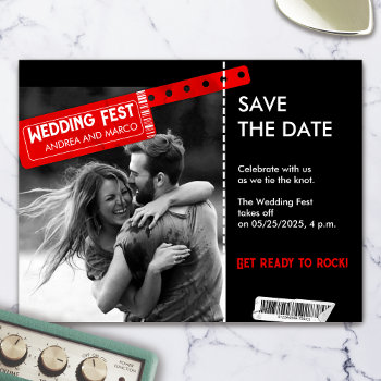 Rock And Roll Wedding Ticket Magnet Save The Date by FireSparks at Zazzle