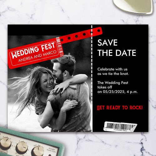 Rock and Roll Wedding Ticket Magnet Save the Date