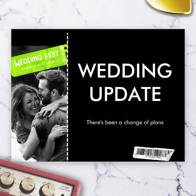 Rock and Roll Wedding Update Wedding Cancellation Postcard (Rock and Roll Wedding Update Wedding Cancellation Postcard)