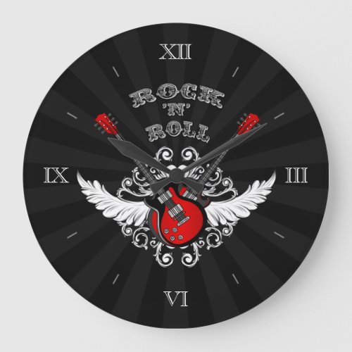 Rock and Roll Winged Guitars Wall Clock