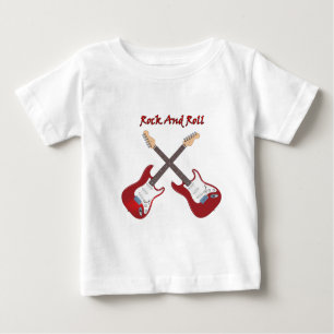 Rock and roll with two white red electric guitars baby T-Shirt