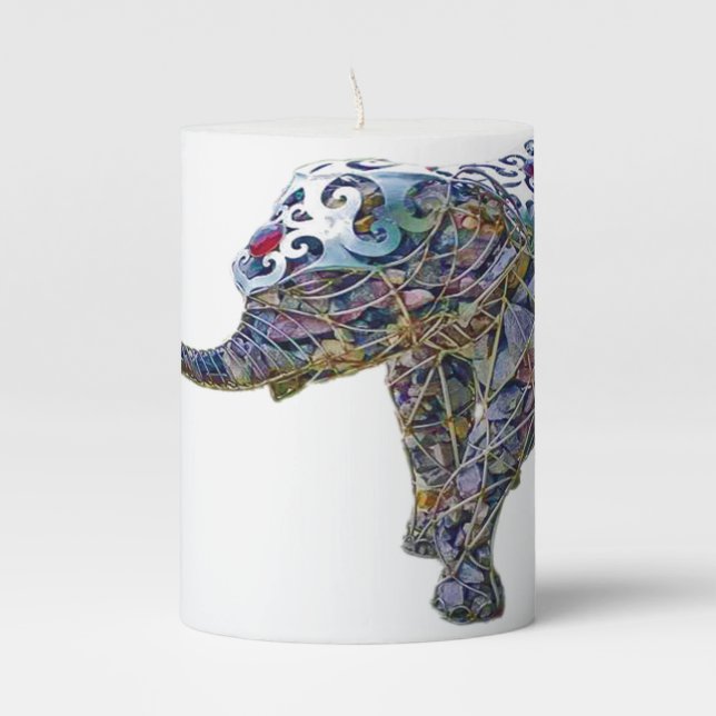 Rock Art Elephant Candle (Front)