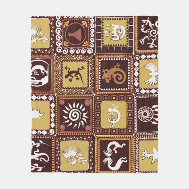 Rock Art Imitation: Vintage Pattern. Fleece Blanket (Front)
