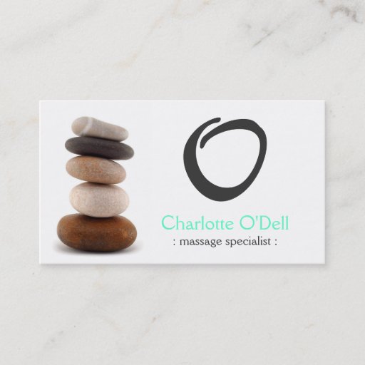Customizable rock balancing monogram business card