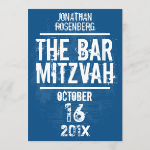 Rock Band Bar Mitzvah Invitation All Type in Blue