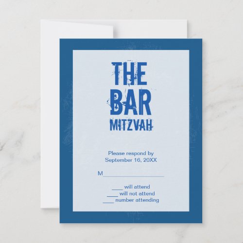 Rock Band Bar Mitzvah Reply Card In Blue Custom Invitation