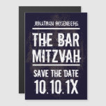 Rock Band Bar Mitzvah Save The Date Black Magnetic Invitation at Zazzle