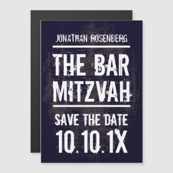 Rock Band Bar Mitzvah Save The Date Black Magnetic Invitation by Lowschmaltz at Zazzle