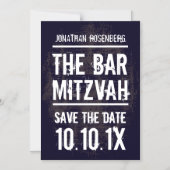 Rock Band Bar Mitzvah Save the Date Black Magnetic Invitation (Front)