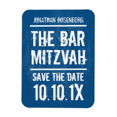 Rock Band Bar Mitzvah Save The Date Magnet, Blue Magnet