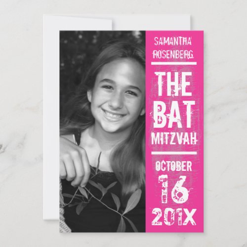 Rock Band Bat Mitzvah Invitation in Pink