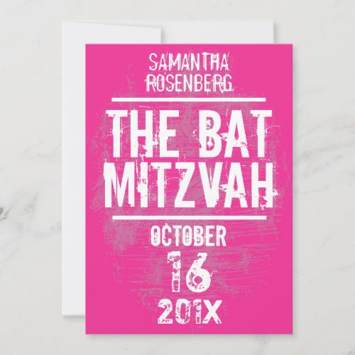 Rock Band Bat Mitzvah Invitation in Pink