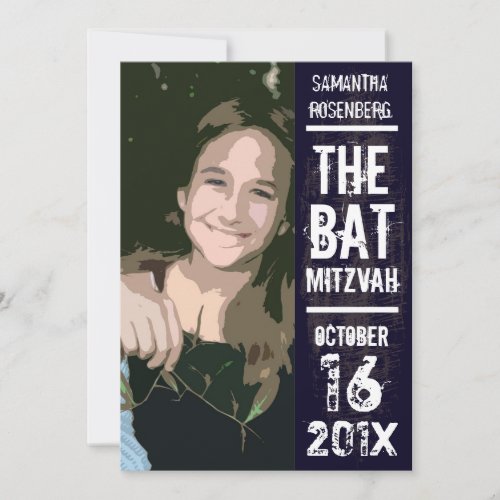 Rock Band Bat Mitzvah Photo Invitation Black