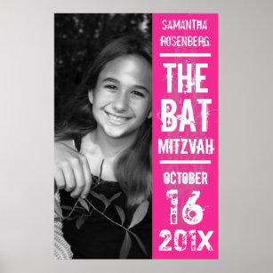 Rock Band Bat Mitzvah Poster in Pink