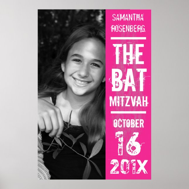 Rock Band Bat Mitzvah Poster in Pink (Front)