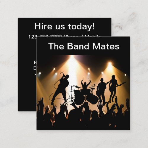 Rock Band For Hire Square Business Card