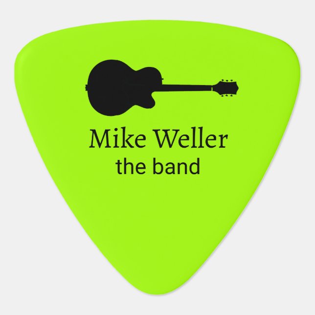 Rock Band Name Cool & Stylish Acid Green Guitar Pick (Front)