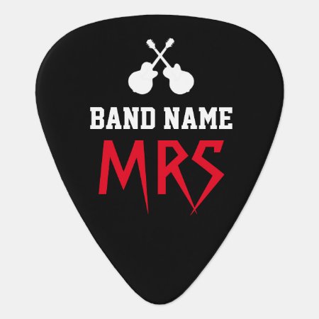 Rock Band Name & Guitarist Initials Black Guitar Pick