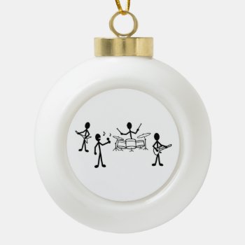 Rock Band Stick Figure Ceramic Ball Christmas Ornament by warrior_woman at Zazzle