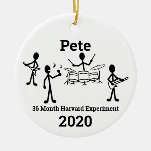 Rock Band Stick Figure Personalize 2 Ceramic Ornament