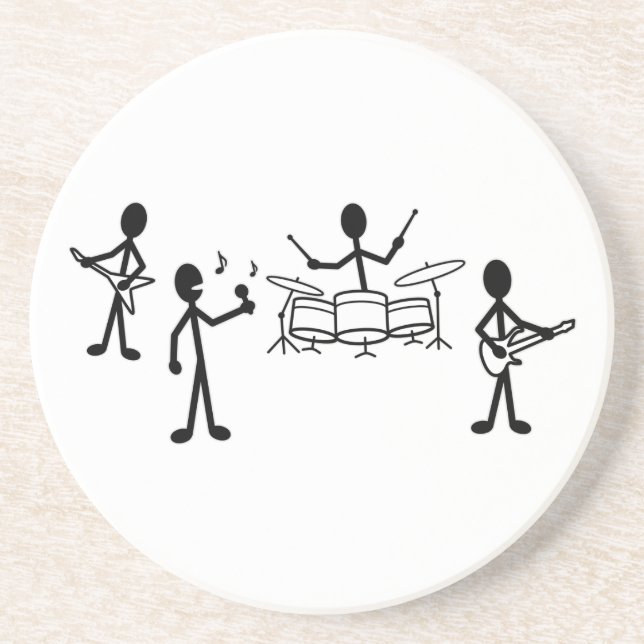 Rock Band Stick Figure Sandstone Coaster (Front)