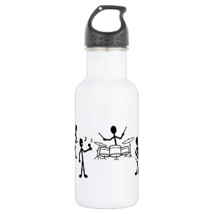 Rock Band Stick Figure Water Bottle