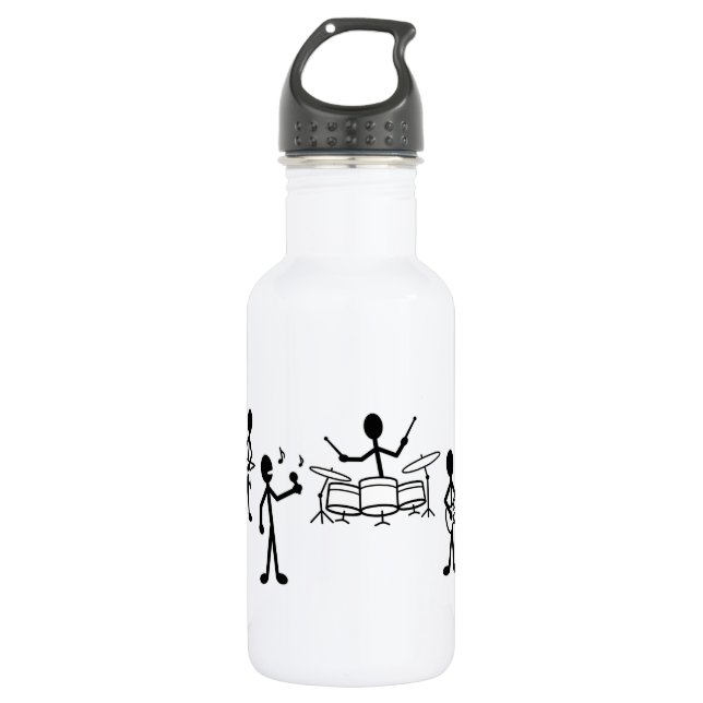 Rock Band Stick Figure Water Bottle (Front)