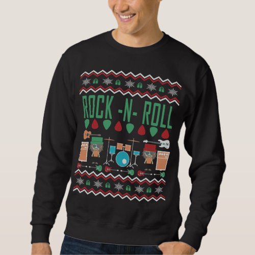 Rock Band Ugly Xmas Rock Christmas Design for Musi Sweatshirt