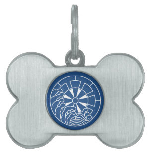 Rock-bearing ground-pierced wave with Genji wheel Pet Tag