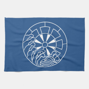 Rock-bearing ground-pierced wave with Genji wheel Towel