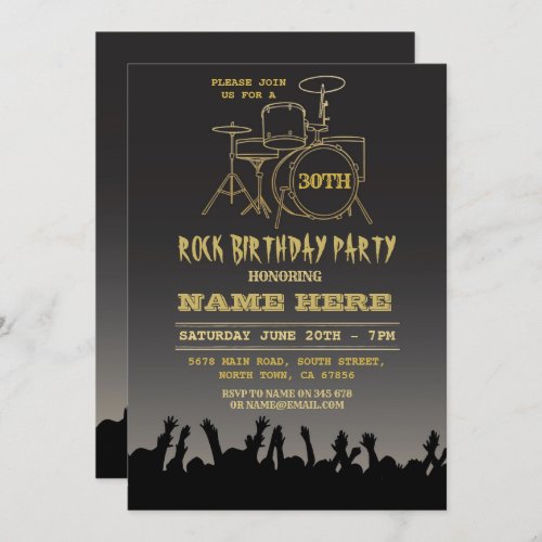 Rock Birthday Party Festival Crowd Music Invite