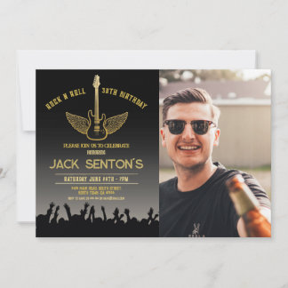 Rock Birthday Party Festival Guitar Photo Invite